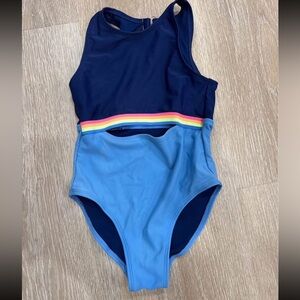 Colorful One-Piece Swimsuit with Rainbow Stripe